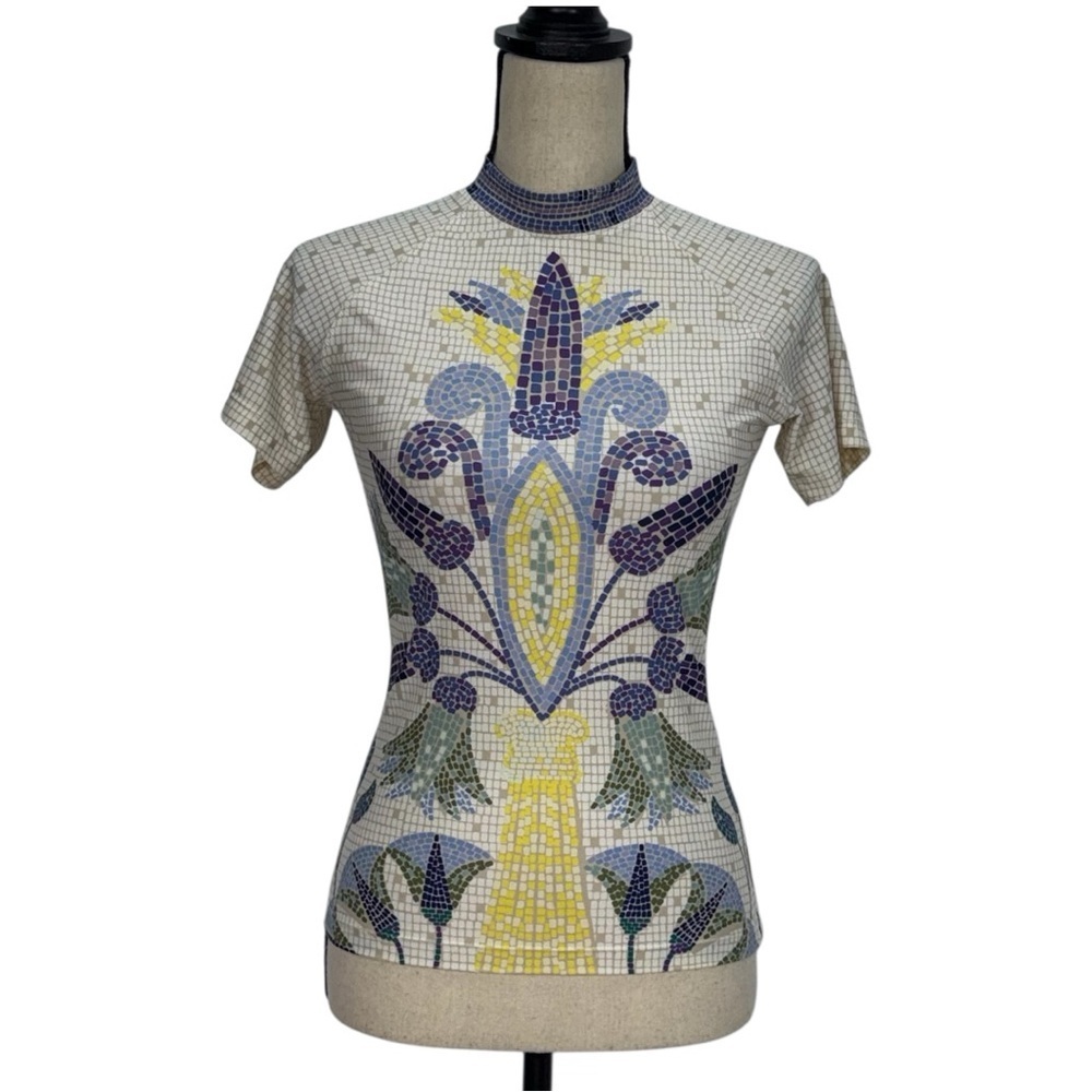 Tory Burch Mosaic Patterned Women's swim Top size small petite - Picture 3 of 16